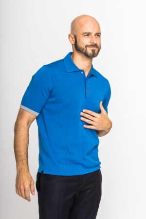 Kurzarm Polo aus Baumwolle und Seide