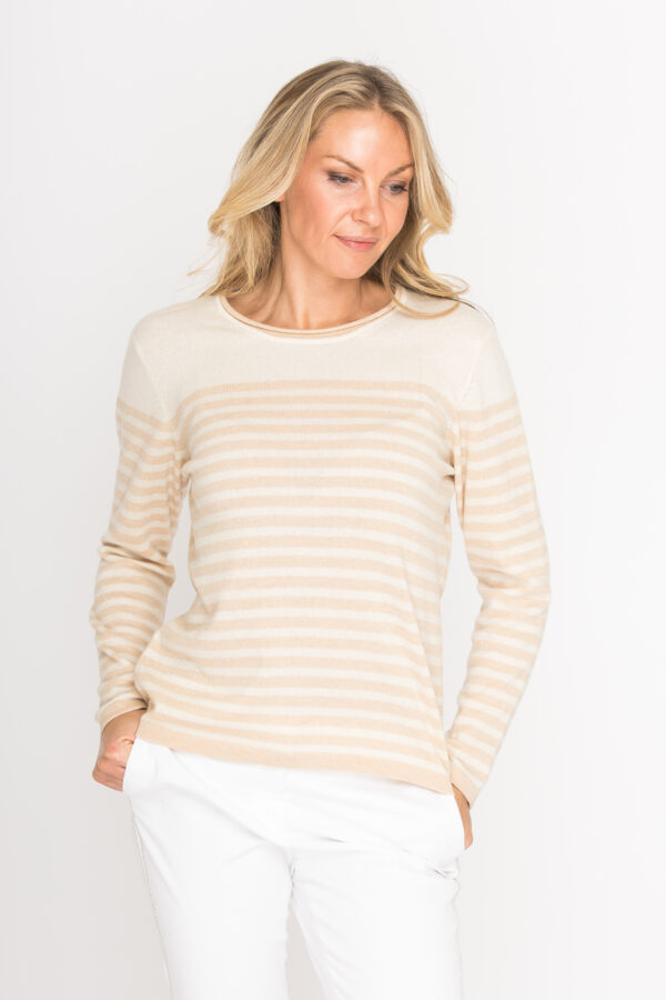 Verspielter Kaschmir-Pullover mit Streifen – Bild 3