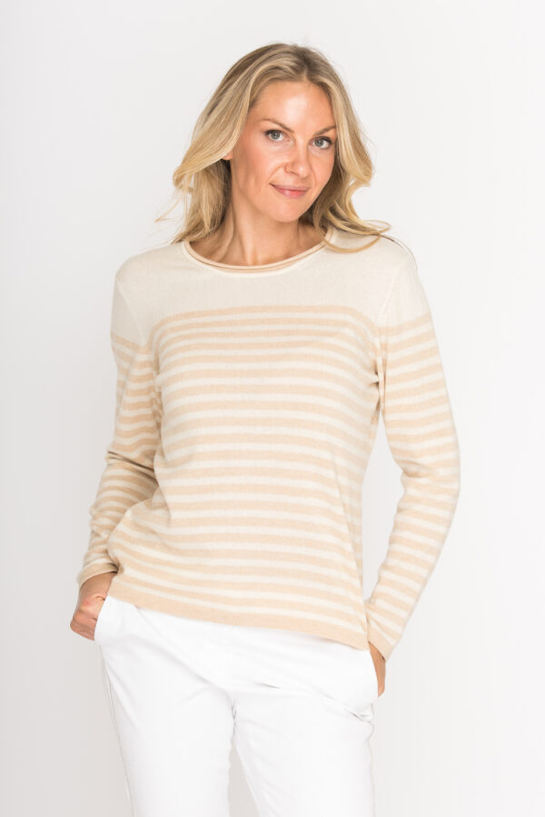 Verspielter Kaschmir-Pullover mit Streifen – Bild 2