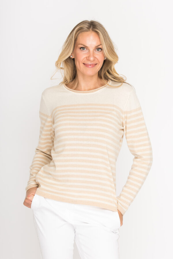 Verspielter Kaschmir-Pullover mit Streifen