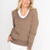 Kaschmir-Pullover mit tiefem Ausschnitt 1-fädig