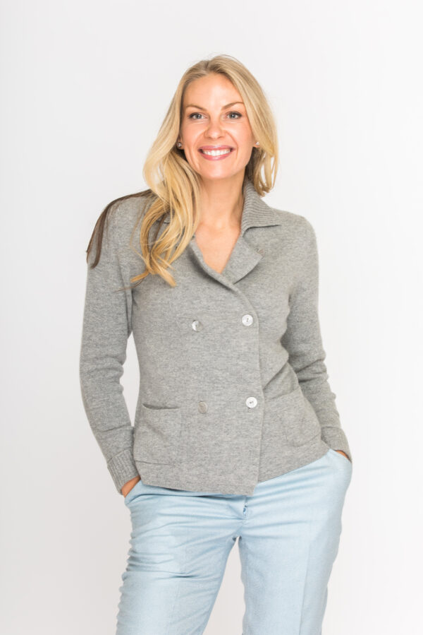 Doppelreihige Strickjacke aus Kaschmir