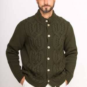 Strickjacke aus Kaschmir mit Zopfstrick