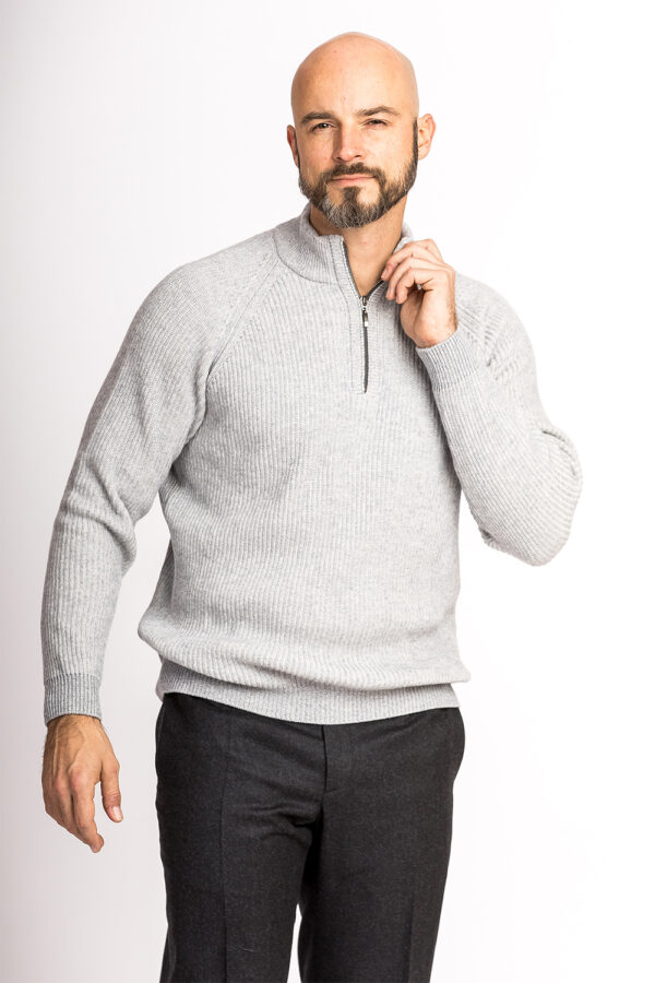 Kaschmir-Pullover mit Reißverschluss in Patentstrick – Bild 2