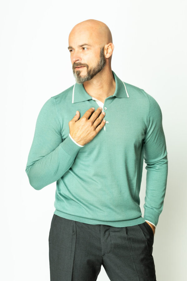 Langarm Poloshirt aus Kaschmir und Seide – Bild 2