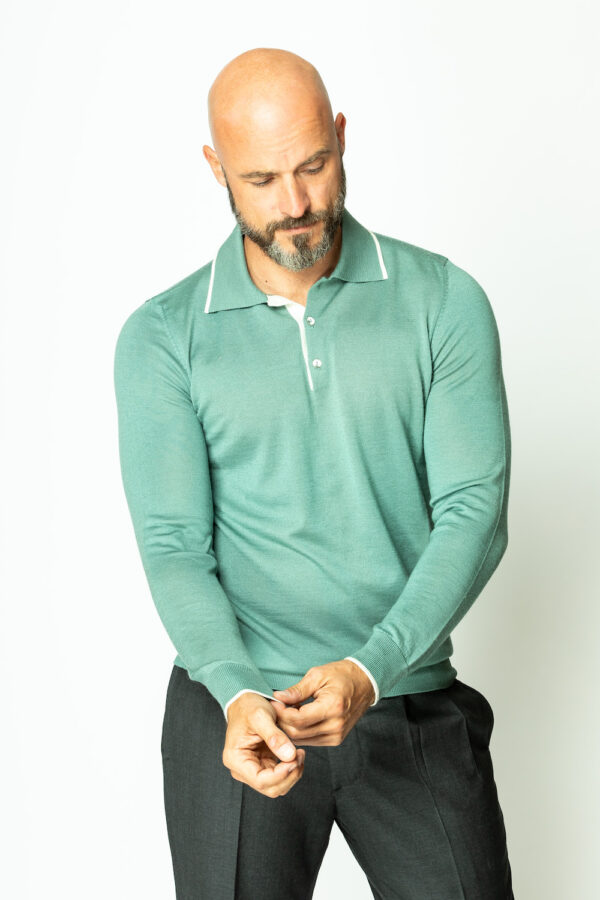 Langarm Poloshirt aus Kaschmir und Seide – Bild 4