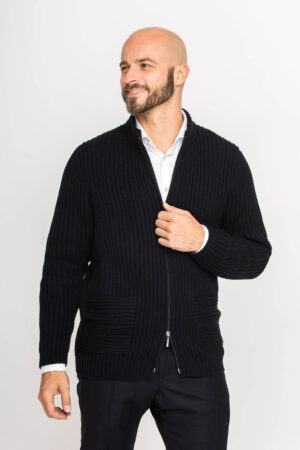 Grobstrick Cardigan aus Kaschmir mit Reißverschluss