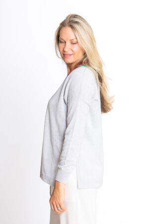 Kaschmir Pullover mit Details 1-fädig