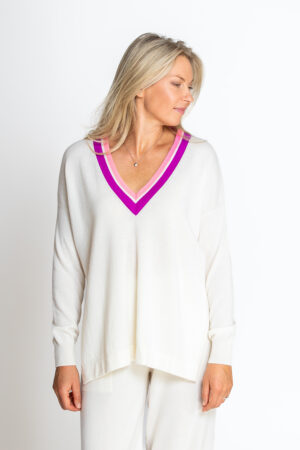 Kaschmir Pullover mit Details 1-fädig